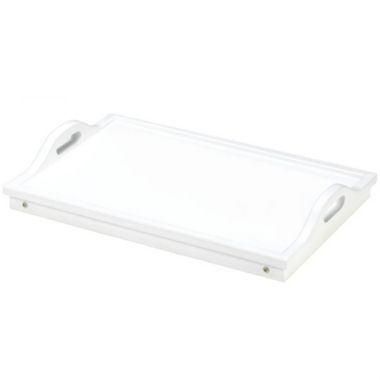 Accent Plus White Wood Breakfast-in-Bed Tray. View a larger version of this product image.