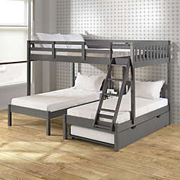 Donco Kids  Full Over Double Twin Bed Loft Bunk In Dark Grey Finish W/Twin Trundle Bed