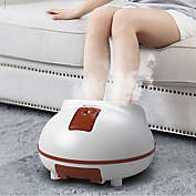 Costway Steam Foot Spa Bath Massager w/ Heating Timer Electric Rollers in Brown