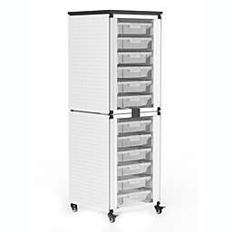 Luxor Modular Classroom Storage Cabinet - 2 stacked modules with 12 small bins