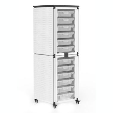 Luxor Modular Classroom Storage Cabinet - 2 stacked modules with 12 small bins. View a larger version of this product image.