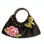 Alternate image 0 for Ganz Maggi B Soft Touch Velour Black & Rose Appliqué Clutch Bag