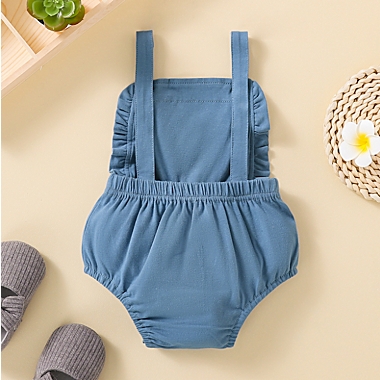 Laurenza&#39;s Girls Blue Knotted Romper. View a larger version of this product image.