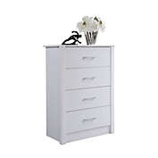 Contemporary Home Living 40" White and Silver Rectangular 4-Drawer Chest