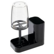 mDesign Toothpaste & Toothbrush Holder Stand with Rinsing Cup/Cover