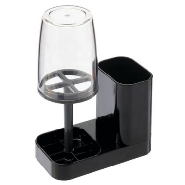 mDesign Toothpaste & Toothbrush Holder Stand with Rinsing Cup/Cover. View a larger version of this product image.