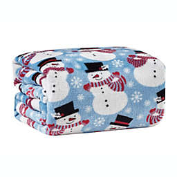 Kate Aurora Holiday Living Winter Blues Snowman Christmas Ultra Soft And Plush Throw Blanket