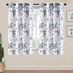 PrimeBeau Blackout Room Darkening Thermal Insulated Curtain Grommet Panels, Vintage Classical Floral Printing, 52