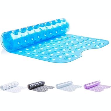 Square Blue Shower Mat 53x53cm21x21in Nonslip Machinewashable. View a larger version of this product image.