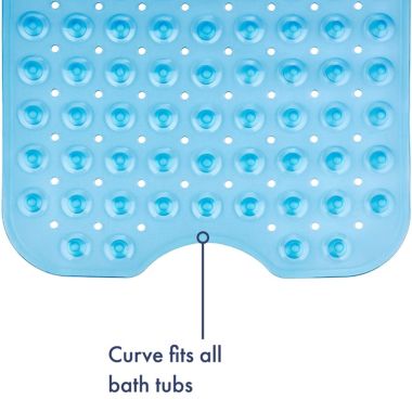 Square Blue Shower Mat 53x53cm21x21in Nonslip Machinewashable. View a larger version of this product image.