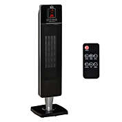 HOMCOM 2-In-1 Portable Electric Tower Heater, Oscillating Space Heater for Indoor Use, with Remote Control, 8H Timer, Three Heating Modes(High, Low, Fan), 750W / 1500W, Black
