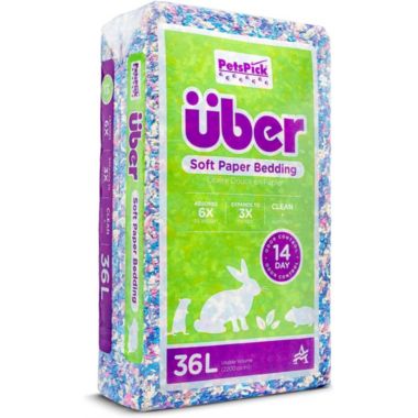 PetsPick Uber Soft Paper Pet Bedding for Small Animals, Confetti 36L. View a larger version of this product image.
