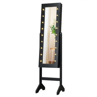 Hivago Mirrored Jewelry Cabinet Armoire Organizer w/ LED lights. View a larger version of this product image.
