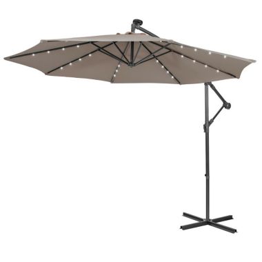 Slickblue 10 Feet Patio Solar Powered Cantilever Umbrella with Tilting System-Coffee. View a larger version of this product image.