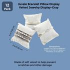 Alternate image 1 for Juvale Bracelet Pillow Display 12-Pack Velvet Jewelry Display Pillow 3 x 3 inches - Gray