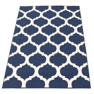 Chaudhary Living 5.25' x 7.5' Navy Blue and Off White Moroccan Rectangular Outdoor Area Throw Rug. View a larger version of this product image.