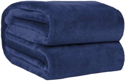 Liveinu 100% Cotton Throw Blanket Super Soft Decorative Knitted Blanket with Scandinavian Style Couch Bed Cover Blue 46 W x 66 L 