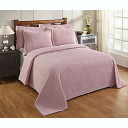 Better Trends Jullian Collection 100% Cotton Tufted Bold Stripes Design 2 Piece Twin Bedspread and Sham Set - Pink