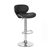 Modern Home Kappa Contemporary Adjustable Height Bar/Counter Stool - Chrome Base/Footrest Barstool (Black Licorice)