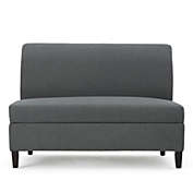 Contemporary Home Living 47" Charcoal Gray and Brown Modern Storage Loveseat