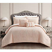 Chic Home Hubli Comforter Set Embroidered Pattern Heathered Bedding - Decorative Pillows Shams Included - 5 Piece - Queen 92x96", Blush