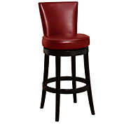 Armen Living Boston Swivel Barstool In Red Bonded Leather 30 seat height
