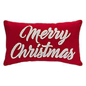 Melrose 19" Red and White "Merry Christmas" Rectangular Throw Pillow