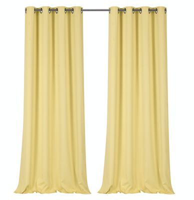 Kate Aurora 100% Hotel Thermal Blackout Yellow Grommet Top Curtain Panels - 50 in. W x 84 in. L, Yellow