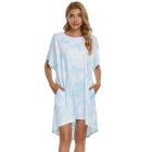 Alternate image 0 for cheibear Womens Sleepwear Soft Pajama Batwing Sleeve Nightshirt Lounge Dress Nightgown Green L