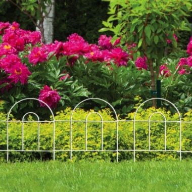 Garden Zone Origin Point Metal Garden Border Round Folding Fence, White, 18-Inch x 8-Feet. View a larger version of this product image.