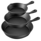 Alternate image 0 for MegaChef Pre-Seasoned 3 Piece Cast Iron Skillet Set