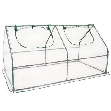 Sunnydaze Outdoor Portable Plant Shelter Mini Greenhouse with Double Zipper Doors and Cover - Clear. View a larger version of this product image.