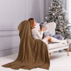 Alternate image 1 for PiccoCasa 100% Cotton Knit Breathable Throw Blanket for Sofa and Couch Soft Lightweight Cable Knit Breathable Blanket Home Decors Blanket, Coffee 50 x 60