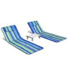 Alternate image 0 for Slickblue 3 Pieces Beach Lounge Chair Mat Set 2 Adjustable Lounge Chairs with Table Stripe-Blue & Green