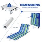 Alternate image 3 for Slickblue 3 Pieces Beach Lounge Chair Mat Set 2 Adjustable Lounge Chairs with Table Stripe-Blue & Green