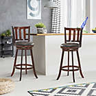 Alternate image 2 for Costway-CA Set of 2 Wood Swivel Counter Height Dining Pub Bar Stools with PVC Cushioned Seat-29&quot;