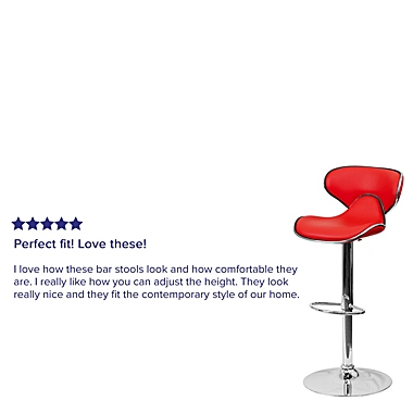Emma + Oliver Molded Mid-Back Red Vinyl Adjustable Height Barstool. View a larger version of this product image.