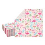 Sparkle and Bash 100 Pack Pink Flamingo Cocktail Napkins, Tropical Luau Birthday Party Supplies (6.5 x 6.5 in)