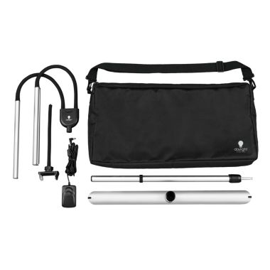 Daylight Gemini Floor Lamp - U35350 - LED - 95 CRI - Adjustable Dual Shade - Content Streaming Lamp - Phone Holder - Carrying Case. View a larger version of this product image.