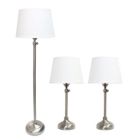 Alternate image 0 for Elegant Designs Brushed Nickel Adjustable 3 Pack Lamp Set (2 Table Lamps, 1 Floor Lamp)