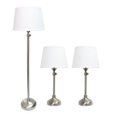 Elegant Designs Brushed Nickel Adjustable 3 Pack Lamp Set (2 Table Lamps, 1 Floor Lamp). View a larger version of this product image.