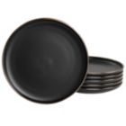 Alternate image 0 for Elama Paul 6 Piece Stoneware Salad Plate Set in Matte Black with Gold Rim