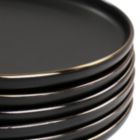 Alternate image 2 for Elama Paul 6 Piece Stoneware Salad Plate Set in Matte Black with Gold Rim