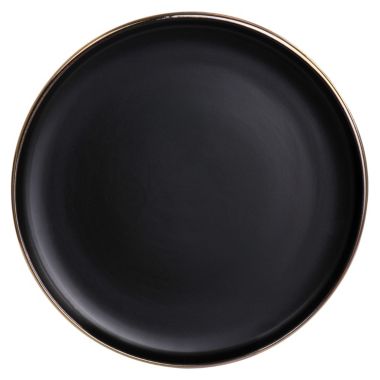 Elama Paul 6 Piece Stoneware Salad Plate Set in Matte Black with Gold Rim. View a larger version of this product image.