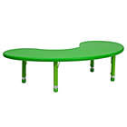 Alternate image 1 for Flash Furniture 35&#39;&#39;W x 65&#39;&#39;L Half-Moon Green Plastic Height Adjustable Activity Table
