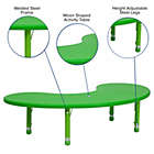 Alternate image 2 for Flash Furniture 35&#39;&#39;W x 65&#39;&#39;L Half-Moon Green Plastic Height Adjustable Activity Table