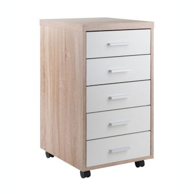 Winsome Kenner Mobile Storage Cabinet, 5 Drawers, Reclaimed Wood/White. View a larger version of this product image.