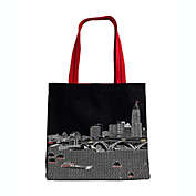Beyond Cushions Cleveland Ohio Night Skyline Embroidered Cotton Canvas Tote Bag