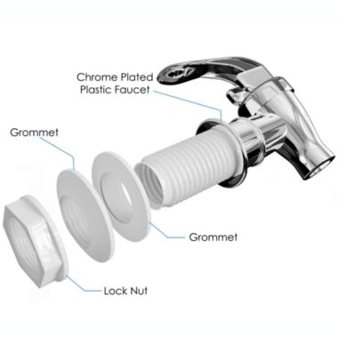 Noa Store 2 Pack Silver Beverage Dispenser Replacement Spigot, Push Style Spigot for Beverage Dispenser Carafe, Water Dispenser Replacement Faucet Spout for Drink Dispenser. View a larger version of this product image.