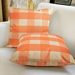 PopFun 2pcs Orange Plaid Pillows Covers for Halloween